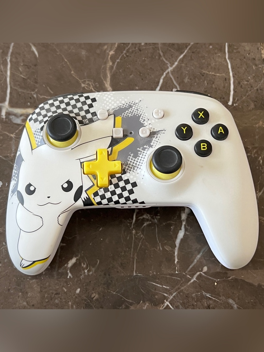 Nintendo White & Yellow Pikachu Checkered Wireless Controller